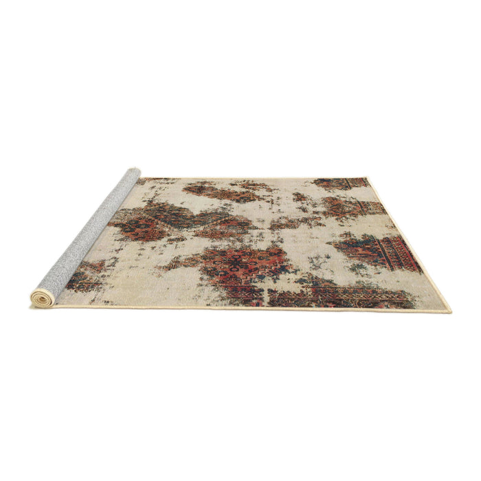 Sideview of Machine Washable Abstract Dark Gold Brown Rug, wshabs917