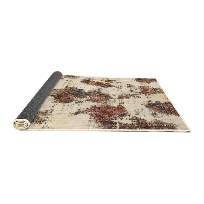 Sideview of Abstract Dark Gold Brown Modern Rug, abs917