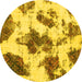 Round Abstract Yellow Modern Rug, abs917yw