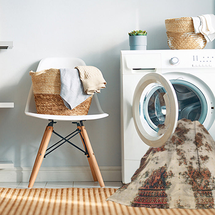 Machine Washable Abstract Dark Gold Brown Rug in a Washing Machine, wshabs917