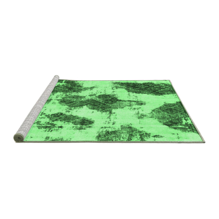 Sideview of Machine Washable Abstract Emerald Green Modern Area Rugs, wshabs917emgrn