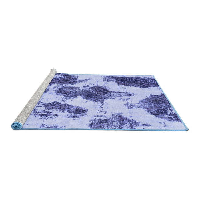 Sideview of Machine Washable Abstract Blue Modern Rug, wshabs917blu