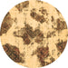 Round Abstract Brown Modern Rug, abs917brn