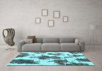 Machine Washable Abstract Light Blue Modern Rug, wshabs917lblu