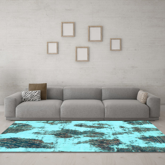 Machine Washable Abstract Light Blue Modern Rug in a Living Room, wshabs917lblu
