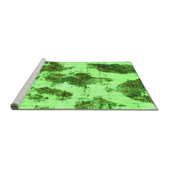 Sideview of Machine Washable Abstract Green Modern Area Rugs, wshabs917grn