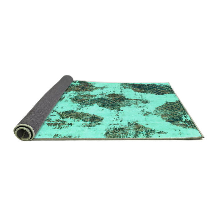 Sideview of Abstract Turquoise Modern Rug, abs917turq