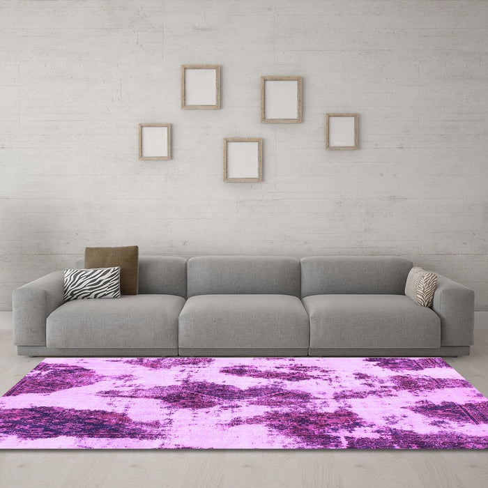 Machine Washable Abstract Purple Modern Area Rugs in a Living Room, wshabs917pur