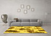 Machine Washable Abstract Yellow Modern Rug in a Living Room, wshabs917yw