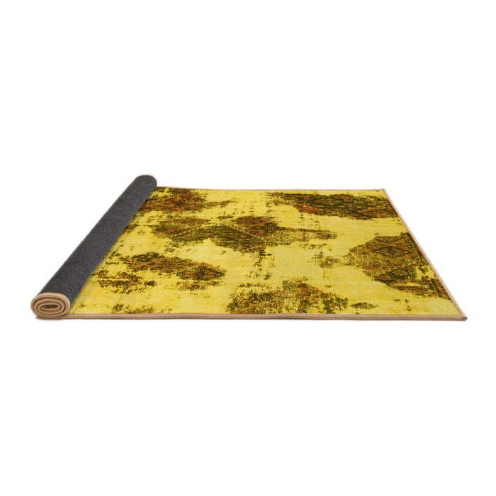 Sideview of Abstract Yellow Modern Rug, abs917yw