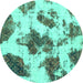 Round Abstract Turquoise Modern Rug, abs917turq