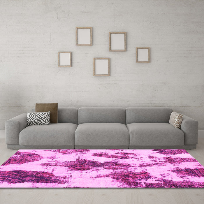 Machine Washable Abstract Pink Modern Rug in a Living Room, wshabs917pnk