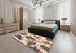 Abstract Dark Gold Brown Modern Rug in a Bedroom, abs917