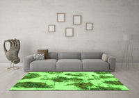 Machine Washable Abstract Green Modern Rug, wshabs917grn