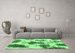 Machine Washable Abstract Emerald Green Modern Area Rugs in a Living Room,, wshabs917emgrn