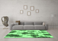 Machine Washable Abstract Emerald Green Modern Rug, wshabs917emgrn