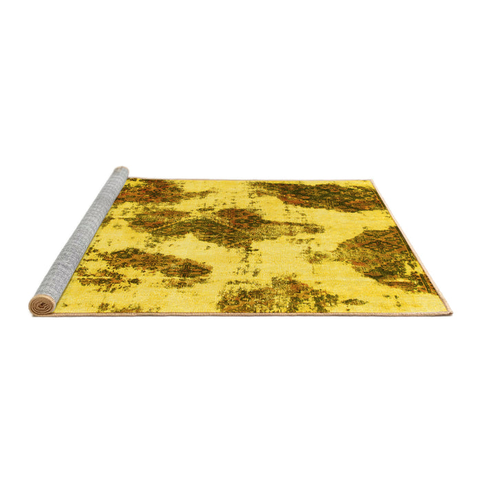 Sideview of Machine Washable Abstract Yellow Modern Rug, wshabs917yw