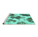 Sideview of Machine Washable Abstract Turquoise Modern Area Rugs, wshabs917turq