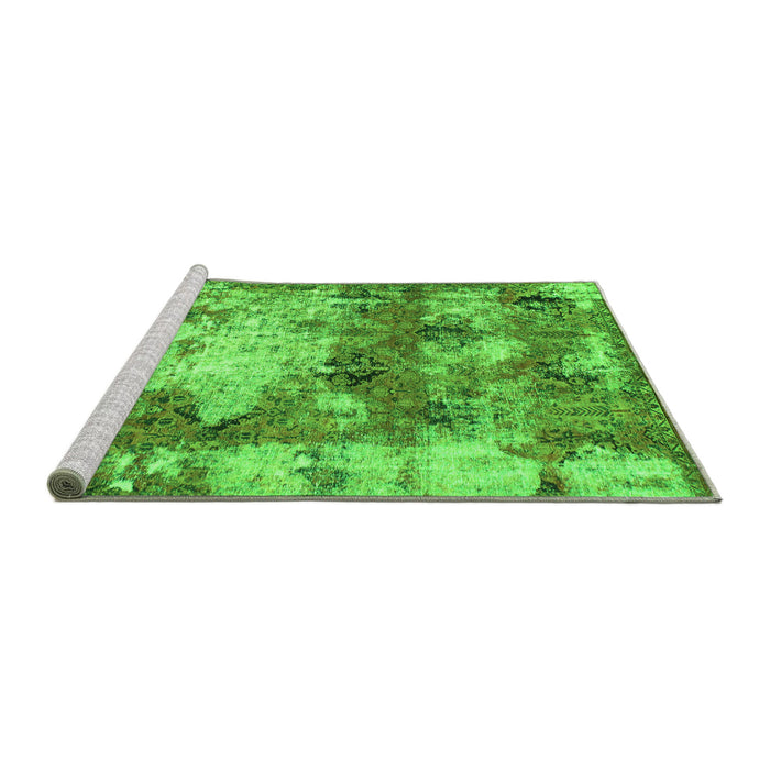 Sideview of Machine Washable Abstract Green Modern Area Rugs, wshabs918grn