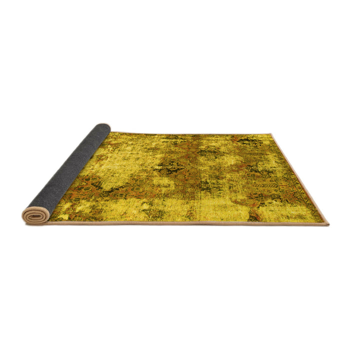 Sideview of Abstract Yellow Modern Rug, abs918yw