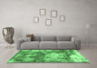 Machine Washable Abstract Emerald Green Modern Area Rugs in a Living Room,, wshabs918emgrn