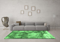 Machine Washable Abstract Emerald Green Modern Rug, wshabs918emgrn