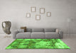 Machine Washable Abstract Green Modern Area Rugs in a Living Room,, wshabs918grn