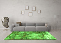 Machine Washable Abstract Green Modern Rug, wshabs918grn