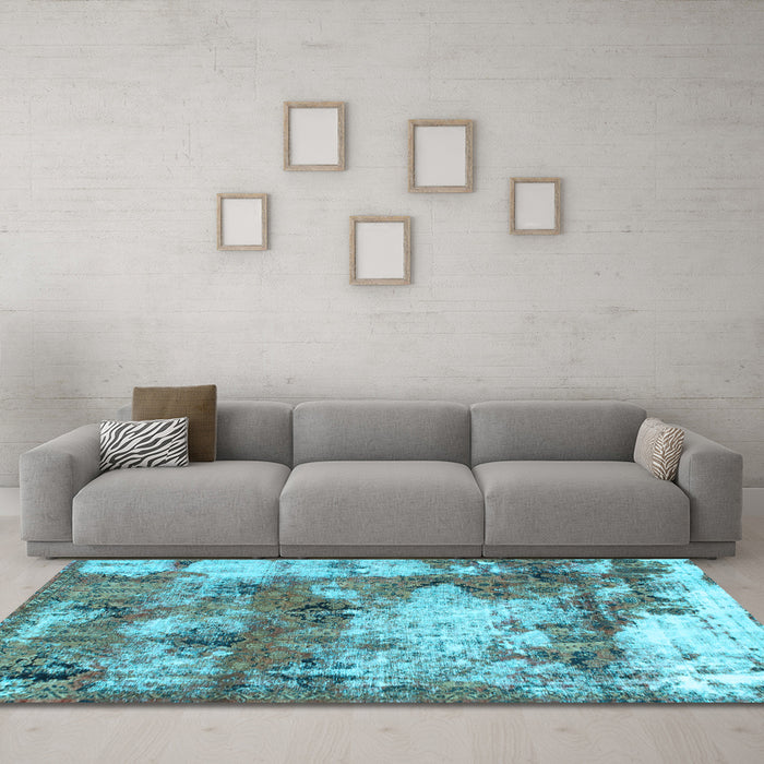 Machine Washable Abstract Light Blue Modern Rug in a Living Room, wshabs918lblu