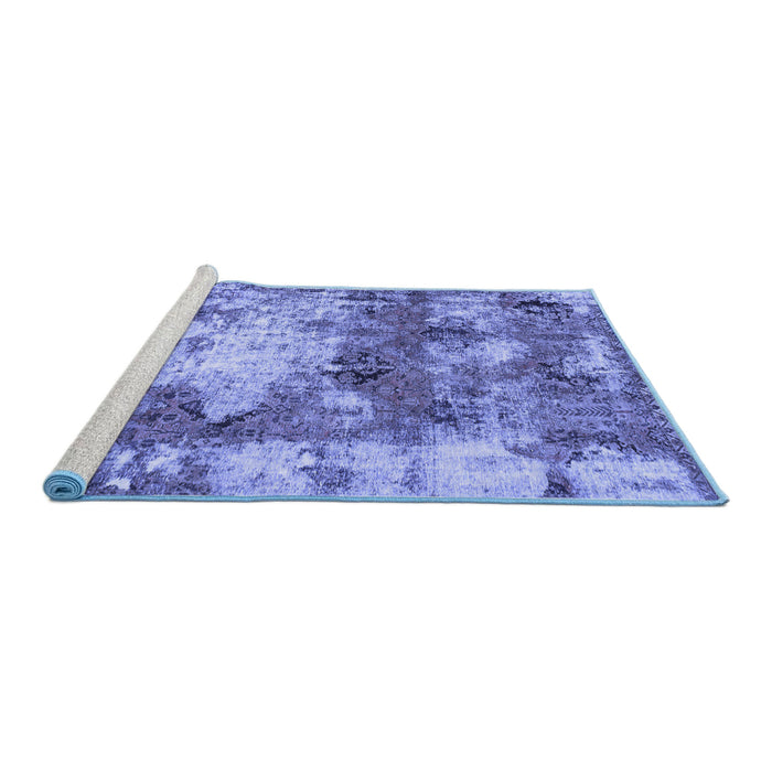 Sideview of Machine Washable Abstract Blue Modern Rug, wshabs918blu