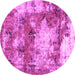 Round Abstract Pink Modern Rug, abs918pnk