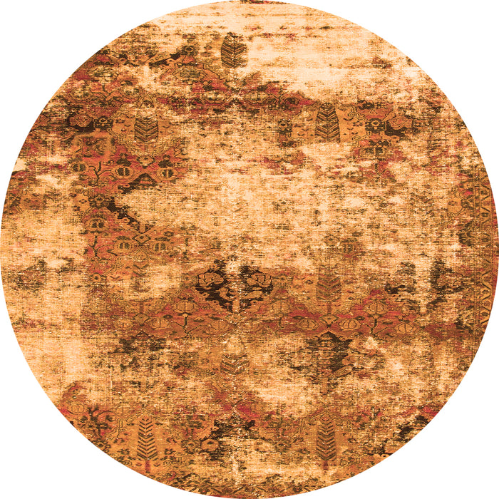 Round Abstract Orange Modern Rug, abs918org
