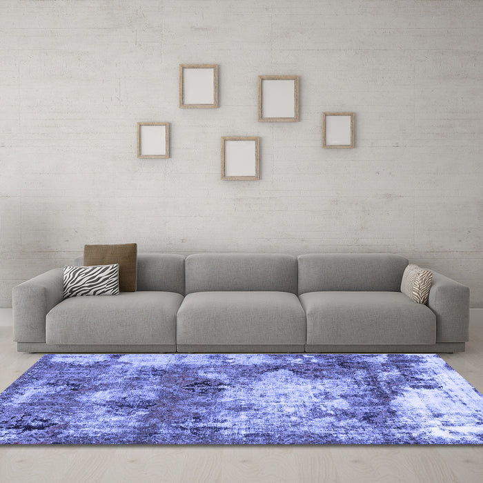 Machine Washable Abstract Blue Modern Rug in a Living Room, wshabs918blu