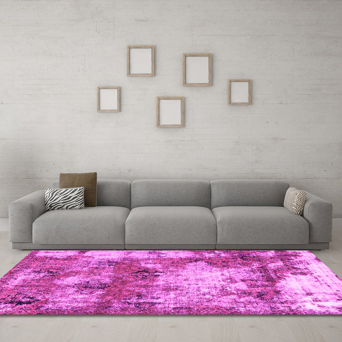 Machine Washable Abstract Pink Modern Rug in a Living Room, wshabs918pnk