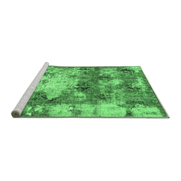 Sideview of Machine Washable Abstract Emerald Green Modern Area Rugs, wshabs918emgrn