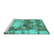 Sideview of Machine Washable Abstract Turquoise Modern Area Rugs, wshabs918turq