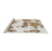 Sideview of Machine Washable Abstract White Chocolate Beige Rug, wshabs919