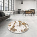 Round Abstract White Chocolate Beige Modern Rug in a Office, abs919