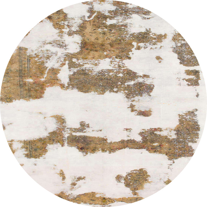 Round Abstract White Chocolate Beige Modern Rug, abs919