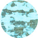 Round Abstract Light Blue Modern Rug, abs919lblu