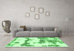 Machine Washable Abstract Emerald Green Modern Area Rugs in a Living Room,, wshabs919emgrn