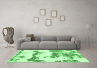 Machine Washable Abstract Emerald Green Modern Rug, wshabs919emgrn