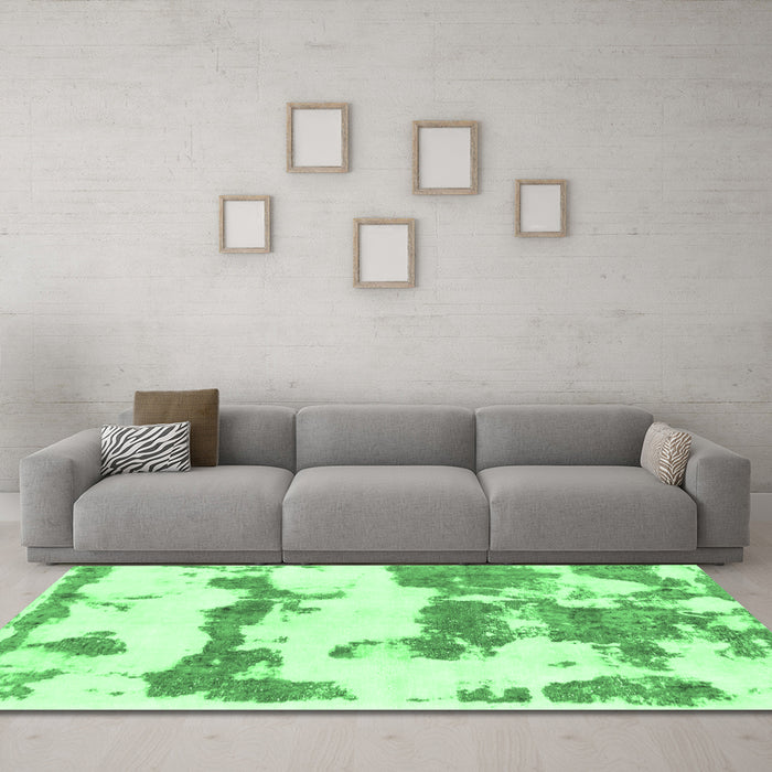 Machine Washable Abstract Emerald Green Modern Area Rugs in a Living Room,, wshabs919emgrn