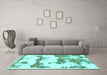 Machine Washable Abstract Turquoise Modern Area Rugs in a Living Room,, wshabs919turq