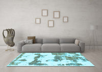 Machine Washable Abstract Light Blue Modern Rug, wshabs919lblu