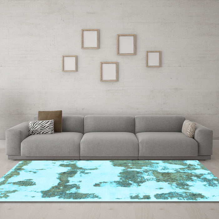 Machine Washable Abstract Light Blue Modern Rug in a Living Room, wshabs919lblu