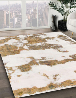 Machine Washable Abstract White Chocolate Beige Rug in a Family Room, wshabs919