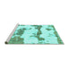 Sideview of Machine Washable Abstract Turquoise Modern Area Rugs, wshabs919turq