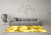 Machine Washable Abstract Yellow Modern Rug, wshabs919yw