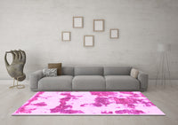 Machine Washable Abstract Pink Modern Rug, wshabs919pnk